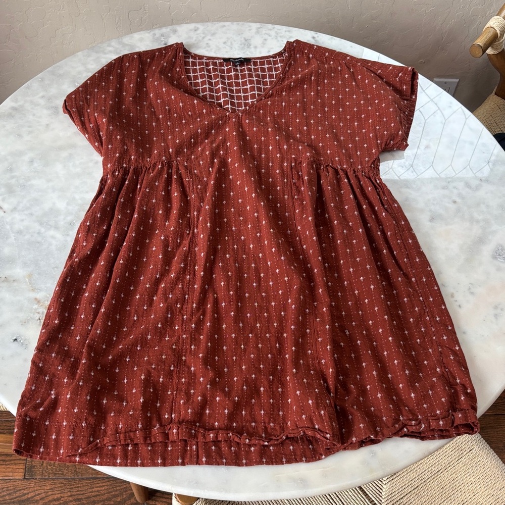 Madewell Terracotta Grid Pattern Dress